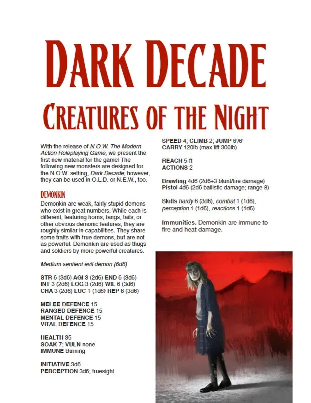 EN Publishing Dark Decade Creatures of the Night rollspel pdf monster
