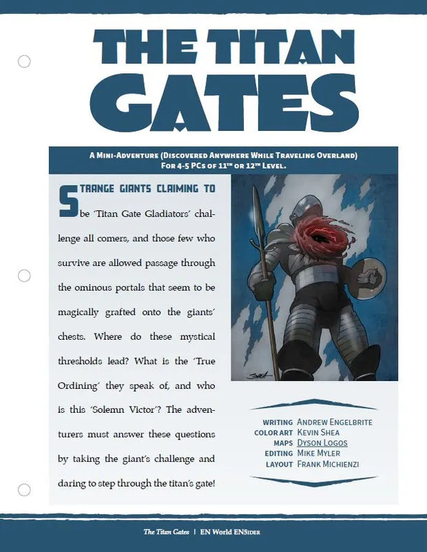 EN Publishing Mini-Adventure The Titan Gates äventyr PDF nivå 11-12