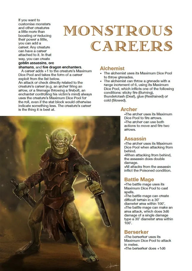 EN Publishing Monstrous Careers WOIN tillbehör PDF monster