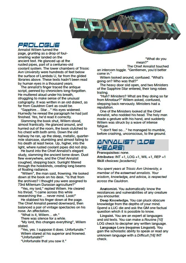 EN Publishing The Cauldron Prologue rollspel pdf WOIN
