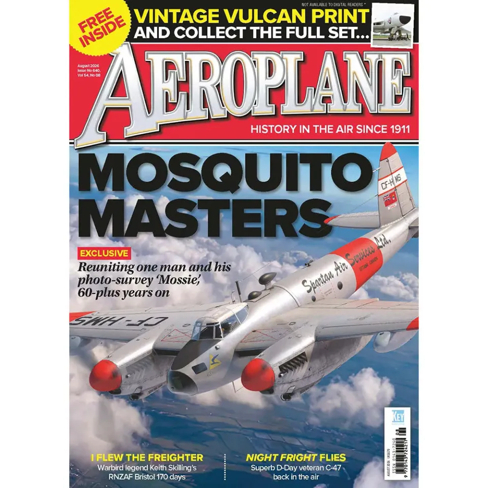 Aeroplane Monthly augusti 2026 tidning Mosquito