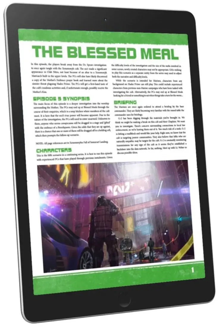 EN Publishing WOIN The Blessed Meal rollspel pdf rymdskräck