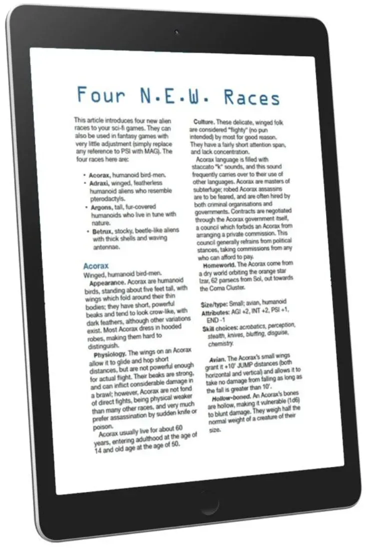 EN Publishing Four N.E.W. Races rollspels-pdf PDF raser