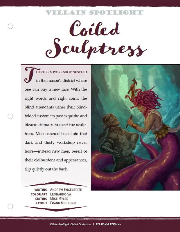 EN Publishing Villain Spotlight Coiled Sculptress rollspel pdf medusa