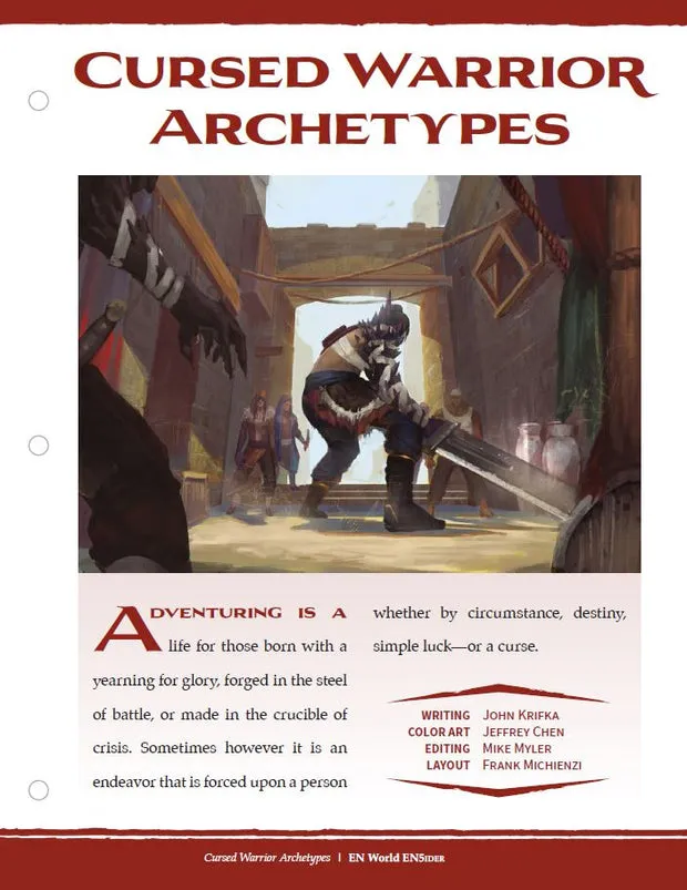 EN Publishing Cursed Warrior Archetypes D&D 5e rollspel PDF förbannelse