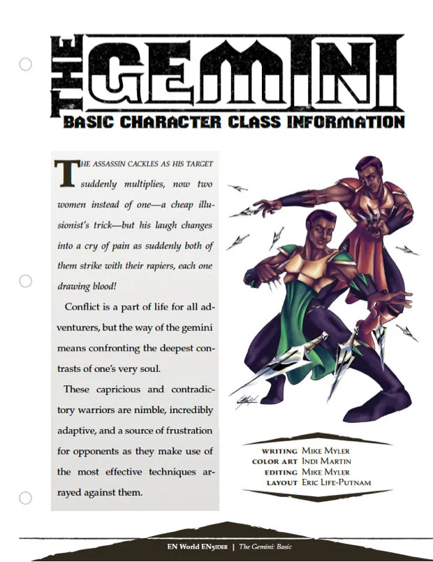 EN Publishing Gemini Character Class rollspel PDF D&D 5e krigare