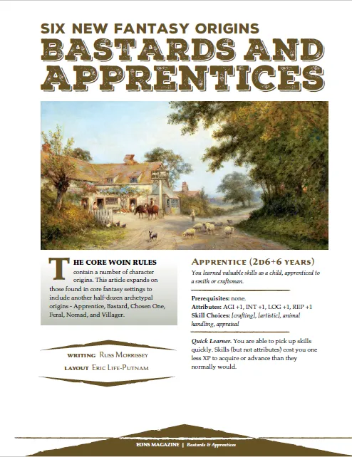 EN Publishing Bastards Apprentices Six Origins rollspel PDF