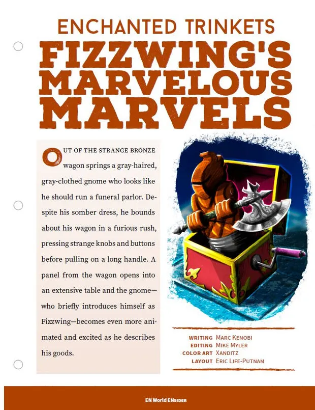 EN Publishing Enchanted Trinkets Fizzwing's Marvelous Marvels rollspel PDF 10 föremål