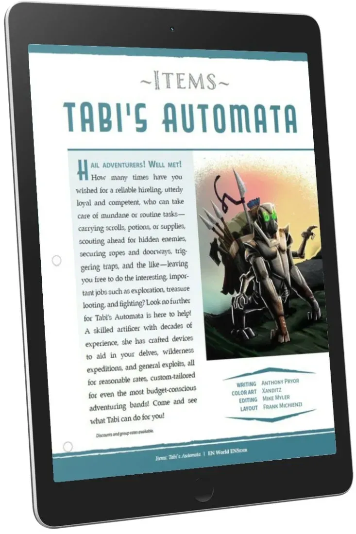 EN Publishing Tabis Automata urverk pdf D&D 5e hyra