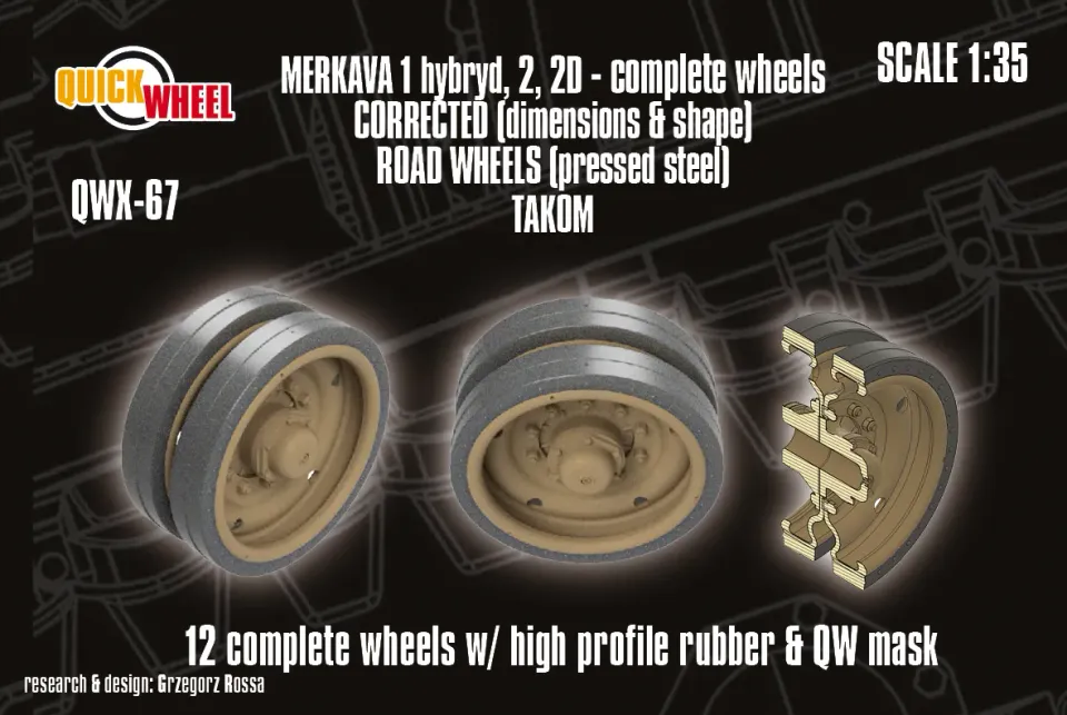 Rossagraph QuickWheel QWX-067 resinhjul Merkava 1/35
