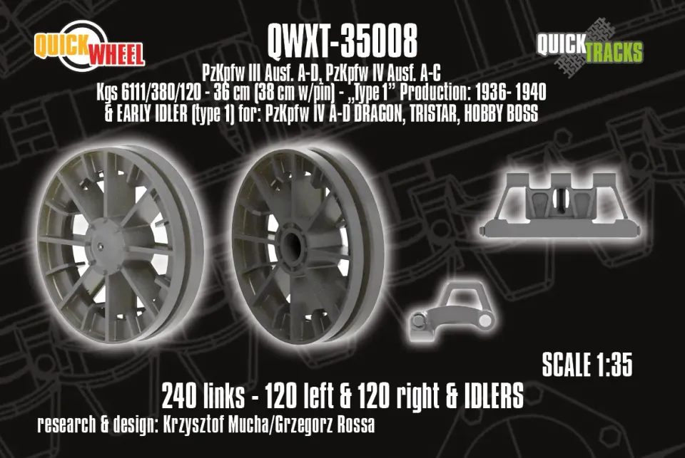 Rossagraph QuickWheel QWXT-35008 bandset 1/35 tidig Pz III/IV