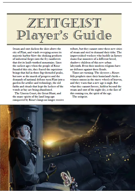 EN Publishing Zeitgeist Players Guide settingbok PDF 67 sidor