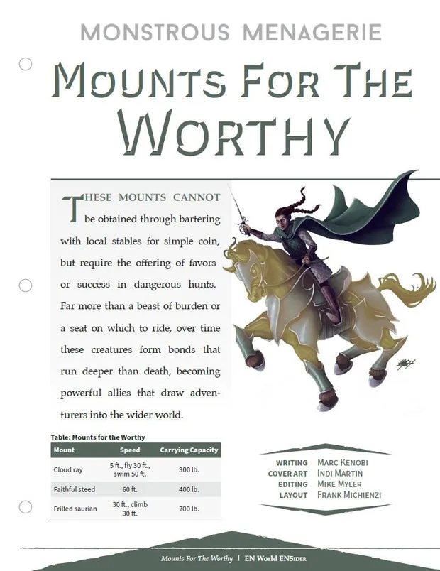 EN Publishing Mounts For Worthy rollspel PDF riddjur