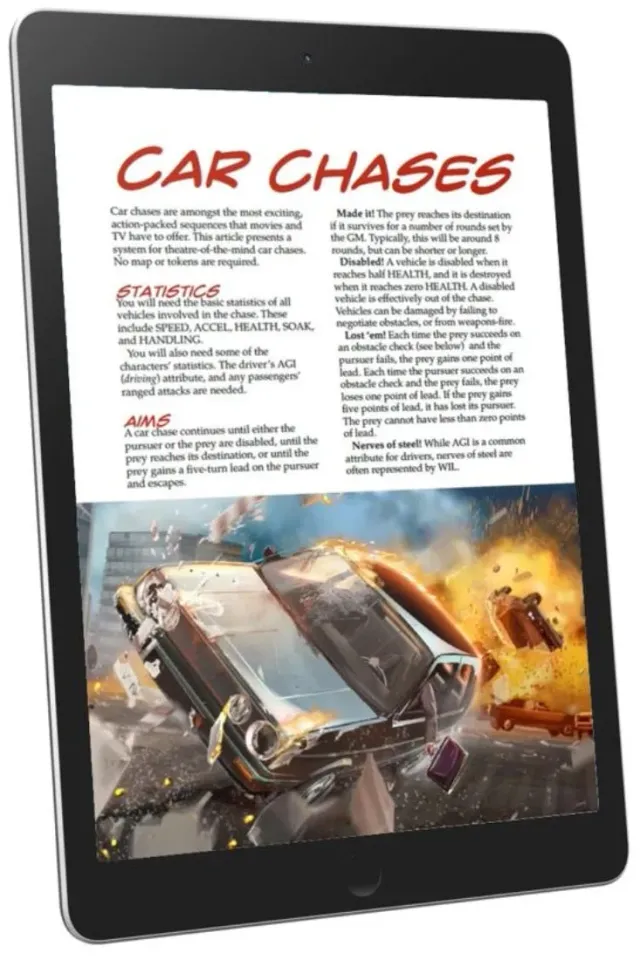 EN Publishing Car Chases WOIN rollspel PDF biljakter