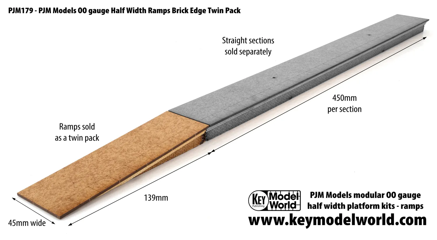 PJM Models OO halvbreda ramper tegel 2-pack modell