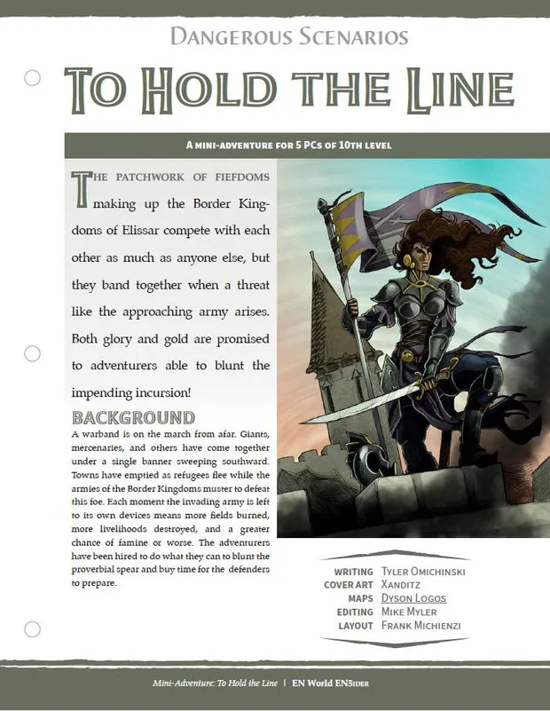 EN Publishing Dangerous Scenarios To Hold The Line äventyr PDF