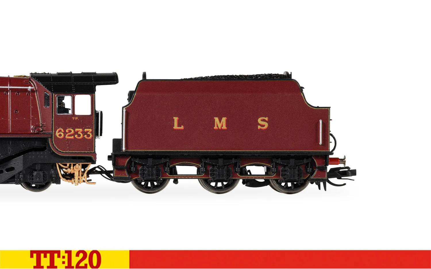 Hornby TT:120 LMS Duchess 6233 modellok – LMS-röd
