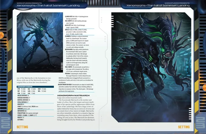 EN Publishing Xenomorphs Fall of Somerset Landing bok + PDF