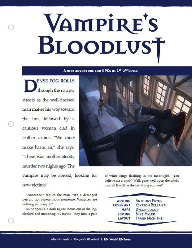 EN Publishing Mini-Adventure Vampire's Bloodlust äventyr PDF D&D 5e