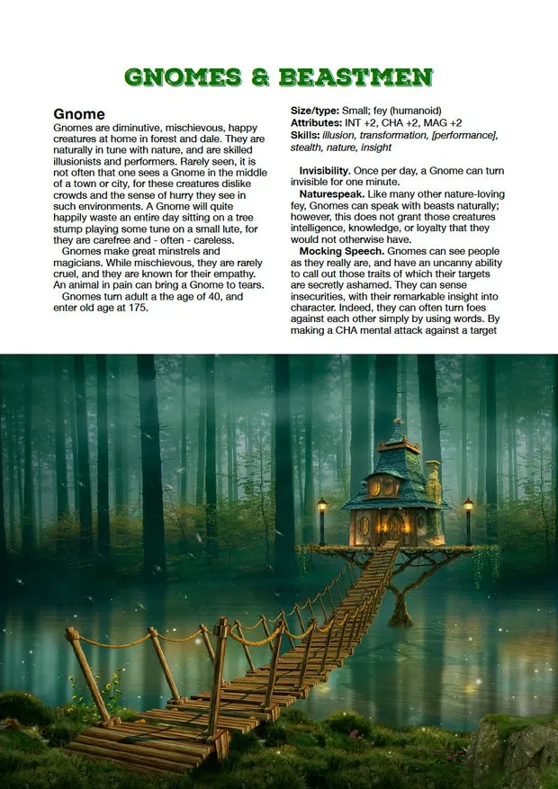 EN Publishing Gnomes & Beastmen raser rollspel PDF WOIN fantasy