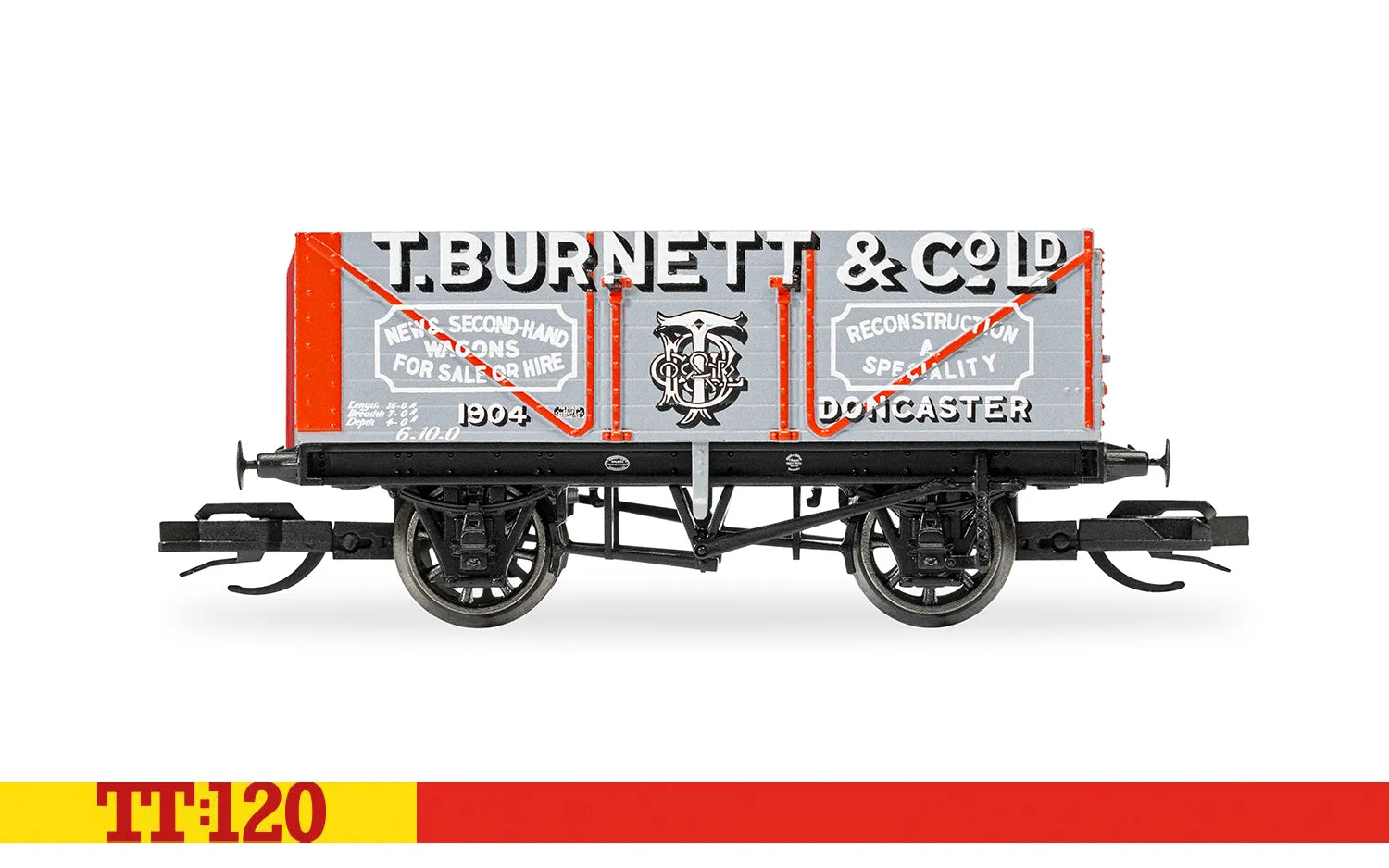 Hornby TT:120 T Burnett 7 plank wagon kolvagn