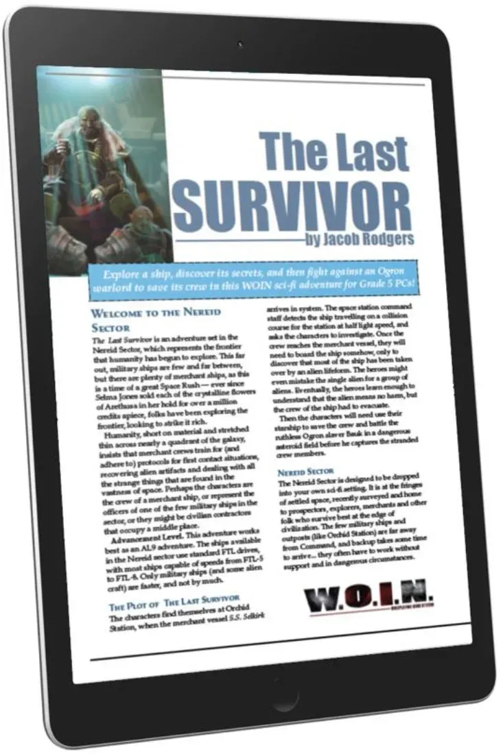 EN Publishing Last Survivor WOIN äventyr PDF sci-fi