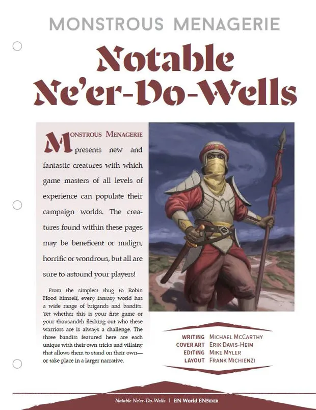 EN Publishing Monstrous Menagerie Notable Ne'er-Do-Wells NPC-PDF