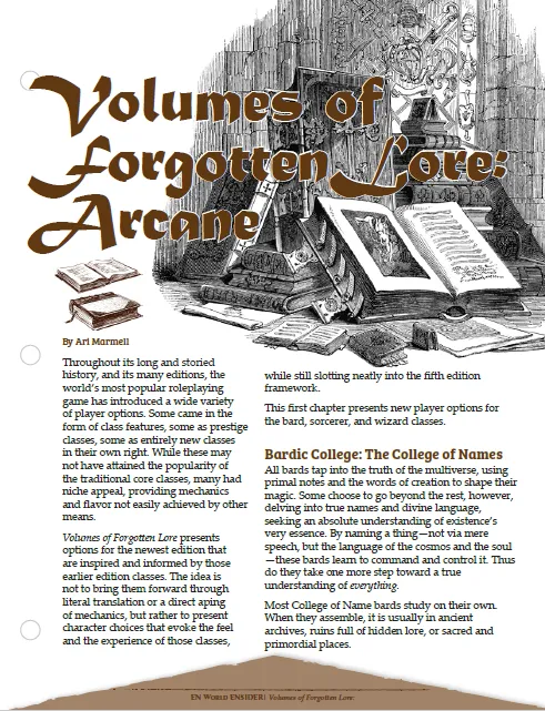 EN Publishing Volumes Forgotten Lore Arcane rollspel PDF