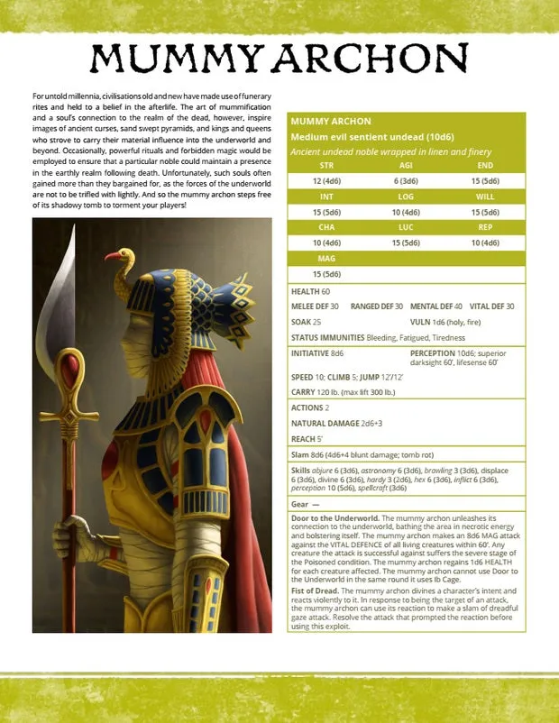 EN Publishing WOIN Mummy Archon rollspel PDF odöd monark