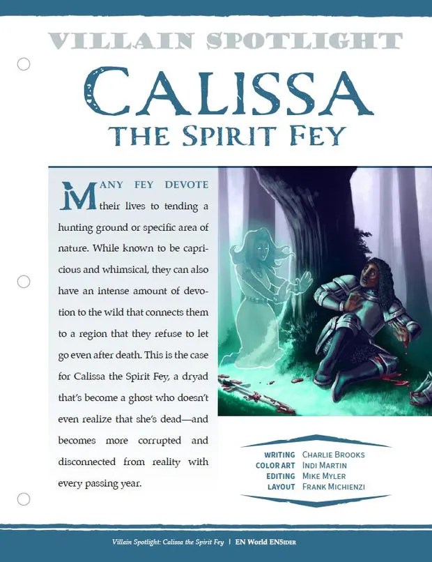 EN Publishing Villain Spotlight Calissa the Spirit Fey rollspel PDF D&D 5e