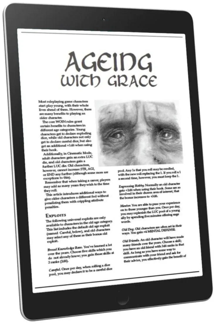 EN Publishing Ageing With Grace rollspel PDF gamla karaktärer