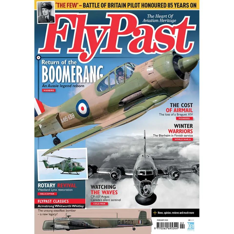 FlyPast februari 2026 tidning Boomerang-omslag