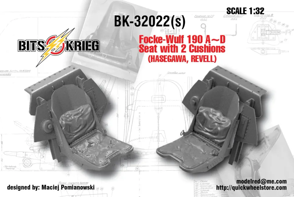 ROSSAGRAPH BitsKrieg BK32022 pilotsits 1/32 Fw 190 A-D