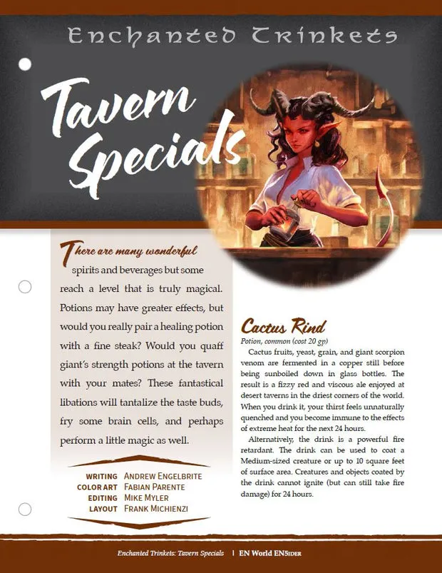 EN Publishing Enchanted Trinkets Tavern Specials pdf D&D 5e